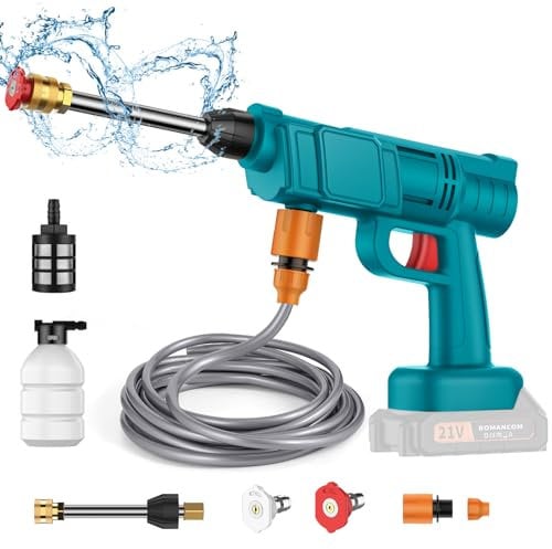 Akku Hochdruckreiniger für Makita 18V Akku, 30 Bar Tragbarer Hochdruckreiniger mit 2 Düsen, 5M Schlauch, Schaumkrug, Mobiler Hochdruckreiniger für Autos, Terrasse, Fenster, Rasen (Ohne Akku)
