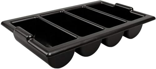 Chabrias Ltd Durable 4 Compartment GN 1/1 Cutlery Tray - Restaurant Grade, Easy-to-Clean Organizer,Efficient Kitchen Storage in Restaurants, Schools, and Commercial Use (Black)
