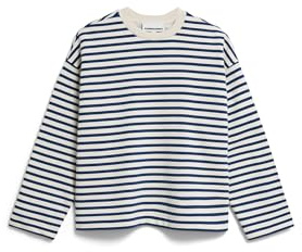 ARMEDANGELS Damen Sweatshirt aus Bio-Baumwolle FRANKAA MAARLEN Stripe Oversized Fit Undyed-Faded Indigo L