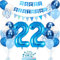 22. Geburtstag Deko Blau - Luftballons, Tortendeko, Party Deko für Mädchen 22 Jahre - Zahl 22 Ballons in Blau Weiß