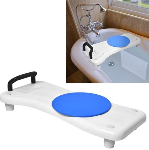 TANYEAR Tavoletta per vasca da bagno con piastra girevole, lunghezza 75,5 cm, con manico nero