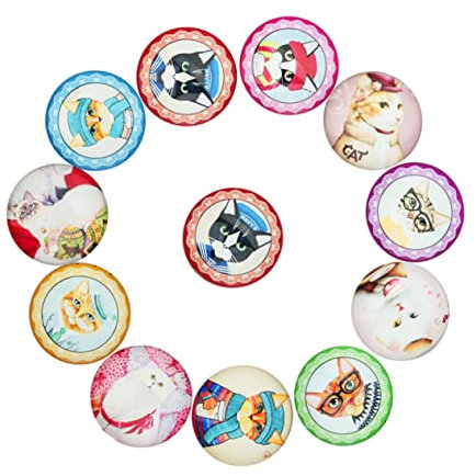 SEWACC 20pcs Fridge Magnet Cabochons Gemstones Cat Cabochons Clear Ornaments for Crafts Half Round Dome Cabochons Mosaic Cabochons Vintage Cabochons Fridge Patch Half Round Cabochons