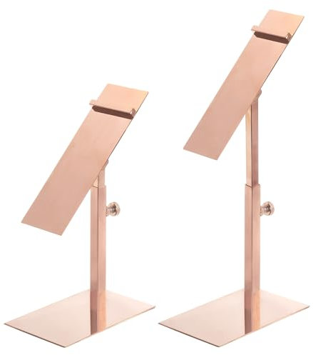 QUARKZMAN 2 Stück Schuh-Display-Ständer Verstellbare Höhe 5,91''-7,48'' Metall-Theken-Schuhregalhalter für Zuhause Einzelhandelsgeschäftszubehör - Roségold