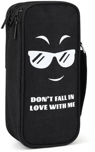 Wzone Federmäppchen Großer Kapazität mit Organizer 5 Fach für Jungen Mädchen, Pencil Case Schreibtisch Organizer Schule & Büro Studentin, Don't Fall IN Love with ME