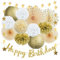 Geburtstagsdeko Beige Weiß Gold Champagner - Boho Deko Mit Happy Birthday Banner für Neutral Geburtstagsdeko Mädchen Weiss