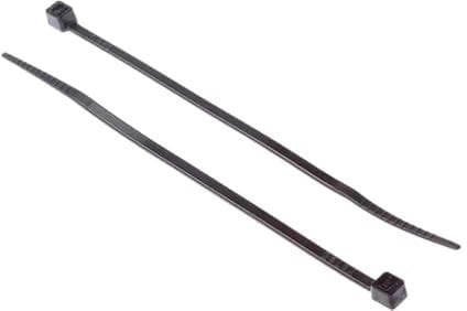 Cable Ties, 3mm and 2.5mm Widths, 100mm, 150mm, and 200mm Lengths, Black and White (Black, 100mm x 3mm)