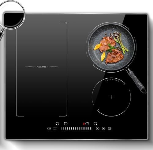 Hobsir Induktionskochfeld 4 Platten Einbau 60cm Kochfeld Induktion, Kochfelder Autark mit Flex-Zone, 7200W, Slider-Touch-Steuerung, Kindersicherung, Kein Stecker