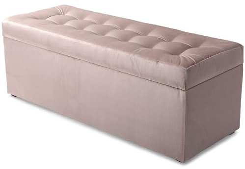 MG Design Pouf contenitore imbottito 45 × 120 cm Rosa – capacità ca. 140 L, fino a 300 kg, seduta morbida, struttura solida, già montato e facile da pulire