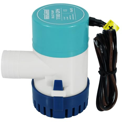 WASSERMANN 12V 1100GPH Tauchbilgepumpe, kleine Marine Bilge Wasserpumpe für Boote mit langem Netzkabel, hohe Effizienz und geringe Geräuschentwicklung
