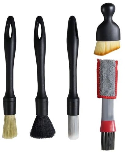 5Pcs Car Detailing Brush Set, Car Interior Cleaning Ultra-Soft Brush, Air Vent Cleaning Tool, Cars Detailing Brushes with Soft Bristles for Dashboard, Air Vent, Screen, Seats, Gaps, Engine Bay, Wheels