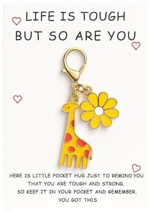 Porte-Clés Girafe, Porte-Clef Animal de Sac pour Femmes | Cadeaux de Porte-Clé Mignon avec Carte Inspirante et Motif Marguerite pour les Amateurs de Girafes Amis Filles