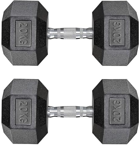 Hexagon Hanteln – 2er-Set 10–30 kg Kurzhantel-Set für Krafttraining & Fitness, Gusseisen mit Gummi-Beschichtung, rutschfester Griff, bodenschonend