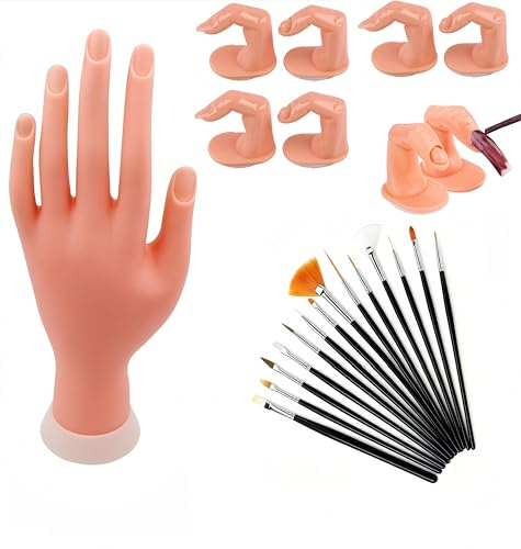 SuBeriYi Practice Finger, Flexible Hand For Nail Art Training-22pcs | Practice Hands, Practice Finger For Nail Art Training, Nail Enhancement Tools, Nail Art Practice Tool Set