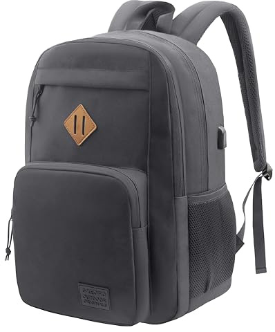 KEOFID Leichter Reiserucksack für Damen und Herren, Rucksack für die Arbeit, große Schultasche für die Uni, wasserabweisend (Grau)