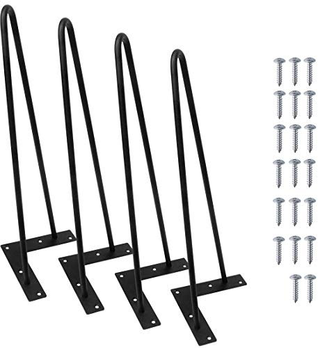 Signstek 16 (40cm Black Hairpin Legs, 3/8 Diameter, Set for 4 Heavy Duty 2 Rods Table Legs, for DIY Desk, Stand, Bench