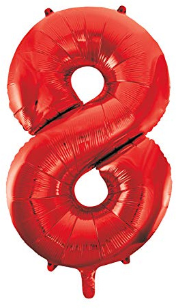 Red Number 8 Shaped Large Foil Balloon (86cm) 1 Piece - Perfect for Birthday Parties and Special Events