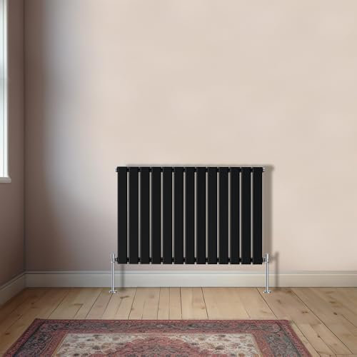 NRG Black Horizontal 600x884mm Single Flat Panel Radiator Central Heating for Bathroom/Kitchen/Living Room