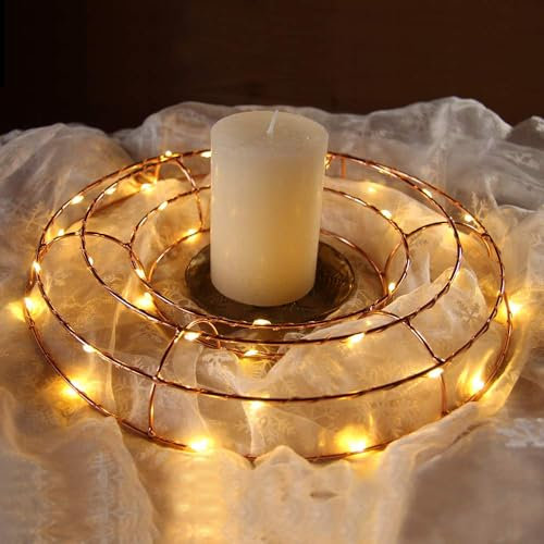 Gartenpirat Kranz 30 cm aus Kupferdraht Lichterkette 35 LED warmweiß Weihnachtsdeko Türkranz Wanddeko für innen