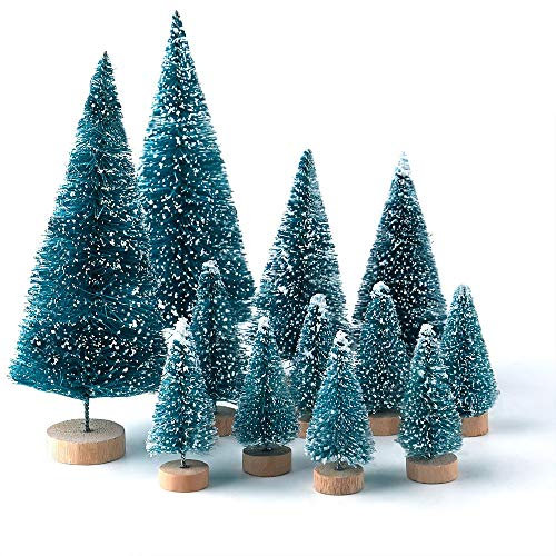 KUUQA 28 stücke mini Modell Schnee Frost bäume Flasche Pinsel bäume weihnachtsbäume Kunststoff Winter Schnee Ornamente Tabletop Modell bäume für Weihnachtsfeier dekor DIY raumdekor