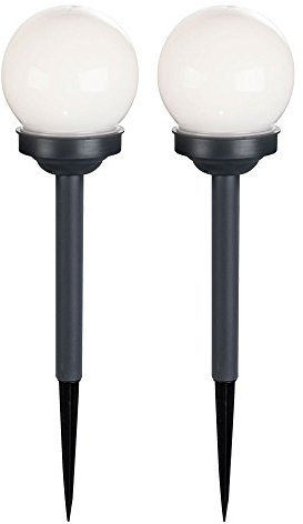 2er Set LED Außen Solar Lampen Kugel Design Erd Spieß Steck Leuchten Garten Weg Beleuchtung