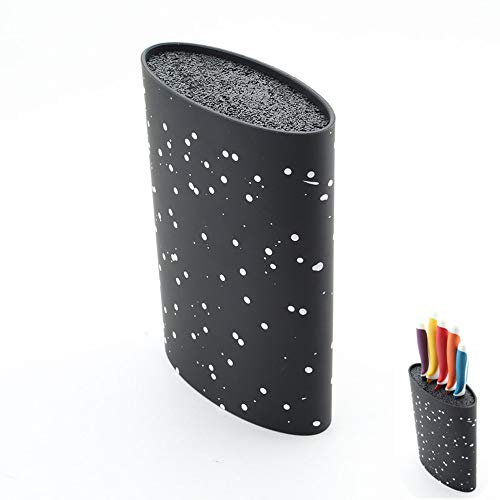 KeepingcooX® Improved Universal Oval Knife Block - Easy to Clean & Compact Storage for up to 12 Kitchen Knives with Unique Slot Design to Protect Blades & Secure Safely, Kitchen Gift