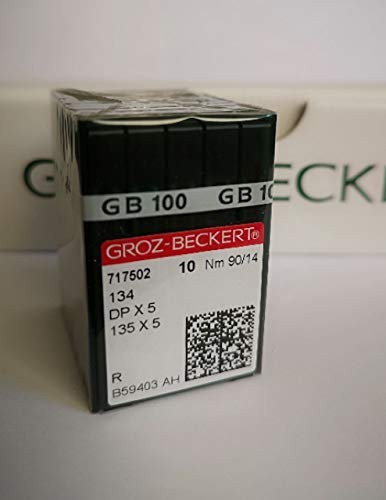 Groz Beckert 100 Nähmaschinen Nadeln Industrie Rundkolben DPx5 Nadelsystem 134R (Stärke 90)