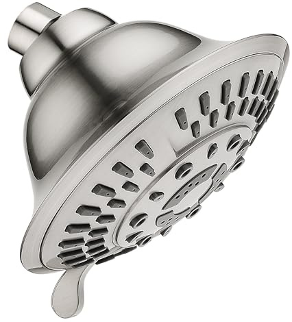 High Pressure 5 Spray Settings Fixed Shower Head Brushed Nickel