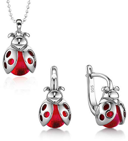 butterfly Marienkäfer Kinder Schmuckset Aus Sterlingsilber Mit Verstellbarer Kette Und Hängeohrringen