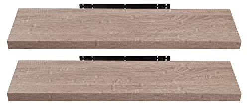 EUGAD Étagère Murale Lot de 2 étagères tablettes Style Moderne en Bois,100x22,9x3,8cm Chêne Jaune 0118QJ-2