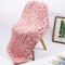 Hava Kolari Gestrickte Decke, Grobe Strickdecke Wolle Garn Arm Super große handgewebte Decke Haustier Bett Stuhl Sofa Yoga Matte Teppich (Pink,80x100cm)