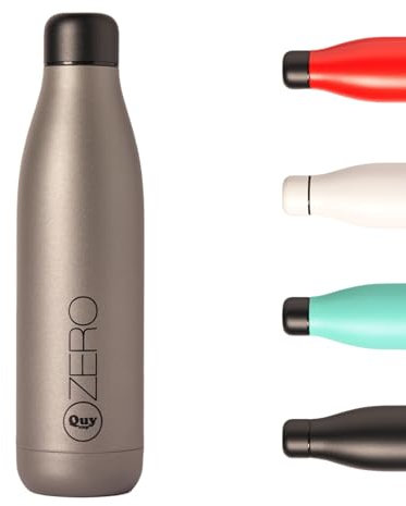 QUY CUP Zero 500ml. Wall: Grigio Opaco Thermos Grey in Acciaio Inossidabile. Doppia Parete. sottovuoto e Isolato. per Bevande Calde e Fredde. Design Italiano