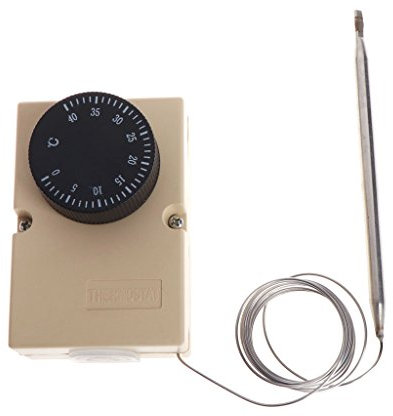 Kcnsieou AC220V 0-40°C Interruptor de temperatura capilar termostato controlador W caja impermeable