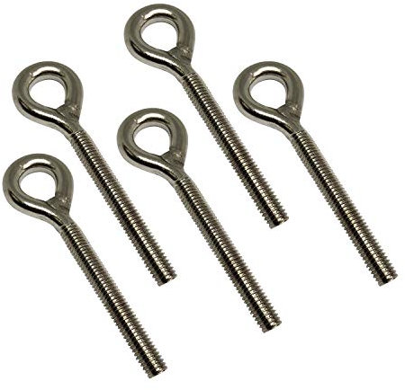 5 pièces boulon à oeil M8 en inox 304 Vis à œil robuste et résistant à la rouille de 95 mm de longueur pour les projets de jardin suspendus