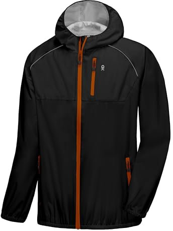 Little Donkey Andy Veste de cyclisme stretch à capuche pour homme - Coupe-vent et imperméable - Ultraléger - Noir - Taille L