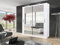DWQ GSW Bedroom Furniture Modern Double Mirror Sliding Door Wardrobe With Shelves, Hanging Rail, And LED Light. (150 cm, White)