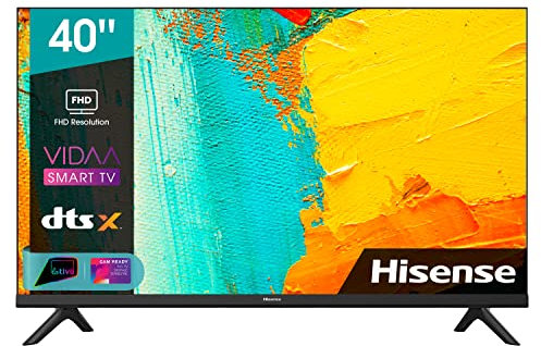 Hisense 40 LED Full HD 40A4FG, Smart TV VIDAA 4.2, Audio 2.0 14W, Controlli vocali Alexa, Tuner DVB-T2/S2 HEVC 10, lativù, Telecomando RaiPlay, Nero