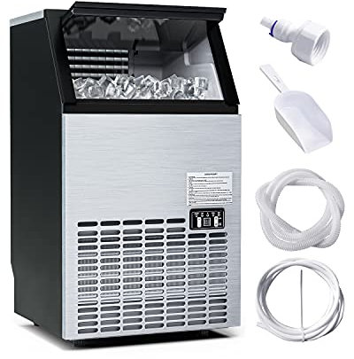 TANGZON Commercial Ice Maker, 50kg/24H, 15kg Ice Storage, Stainless Steel Self-Cleaning Ice Cube Maker with Digital Control & Ice Scoop, Ice Making Machine for Home Office Bar (45 Cubes in 12-18 mins)