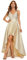 Ever-Pretty Abiti da Ballo Scollo a V Maniche Corte Linea ad A Corto Davanti Lungo Dietro da Donna Oro Rosa 58