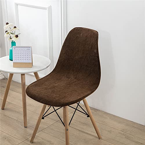 Highdi Fundas para Sillas de Comedor Escandinavo, 1/2/4/6 Piezas Funda Terciopelo para Sillas Estilo Nórdico Cubierta Protectora de Sillas Sin Brazos para Cocina Oficina (Marrón,4 Piezas)
