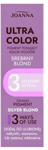 JOANNA Ultra Color Pigment Silberblond gegen Gelbstich, 100 ml | Neutralisiert unerwünschte Gelbtöne; vielseitig anwendbar – pur, mit Conditioner oder Shampoo für kühles Silberblond.