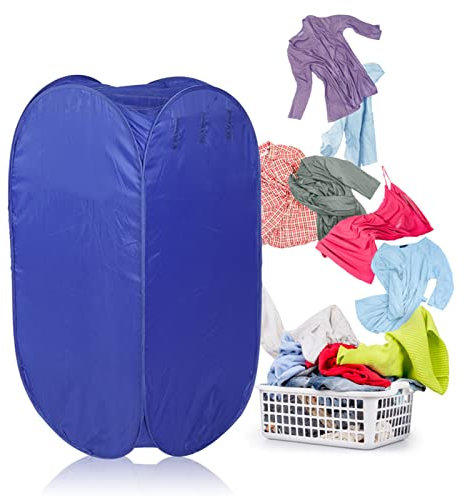Sèche-linge Portable, 220V 800W Sèche-linge électrique Pliable à 3 Niveaux Machine à Linge électrique pour Appartements Blanchisserie Ménage Voyage, Bleu