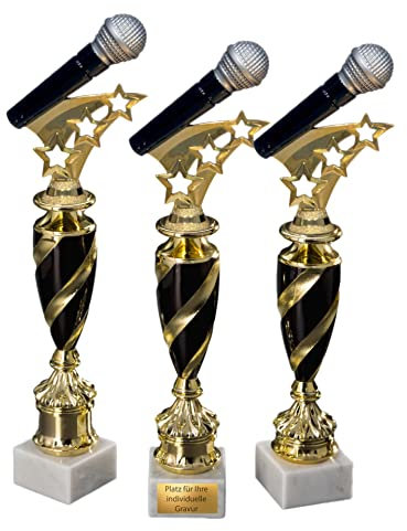 eberin · Mikrofon Pokal · Pokal Gesang · Mikrofon als Pokal · Musik Trophäe · Künstler Pokal · Musik · Musikschule · Singen · Ehrenpreis · Award · mit Wunschgravur in 3 Größen