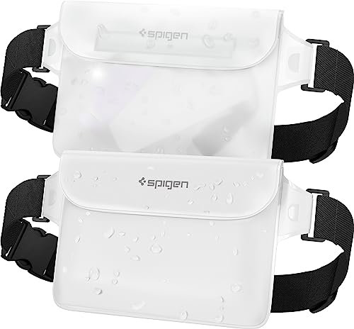 Spigen Aqua Shield wasserdichte Tasche [2 Stück] Beutel Bauchtasche Handytasche Gürteltasche Handyhülle Unterwasser Strand für Wassersport Schlitten-Snow White