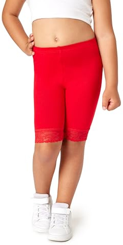 Merry Style Mädchen Kurze Leggings mit Spitze Mädchen Leggings aus Viskose MS10-434 (Rot, 128)