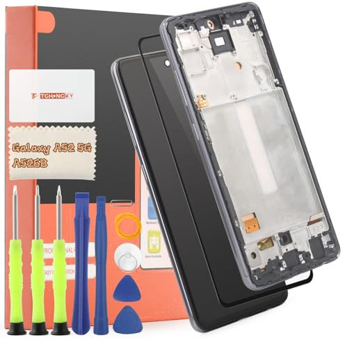 TGHongKy Display für Samsung Galaxy A52 5G Bildschirm Ersatz Galaxy A52 5G A526B LCD Ersatz Sensor Glas Touchscreen-Digitalisierer Panel Assembly mit Reparaturwerkzeug [Schwarz mit Rahmen]