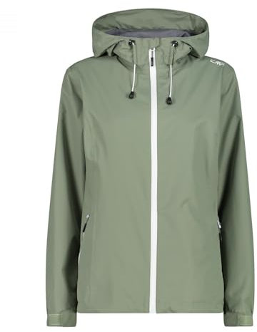 CMP Damen Giacca Da Pioggia Antistrappo Donna Con Cappuccio Fisso Regenjacke, Salbeigrün, 42 EU
