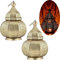 2er Set Marrakesch Lampe und Laterne in einem aus Metall 30 cm groß | Tischlampe Windlicht Lamisa Gold als Orientalische Dekoration