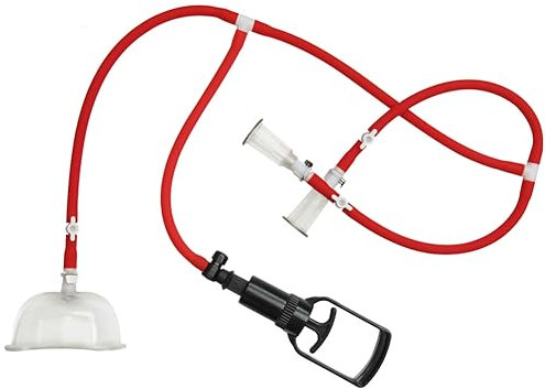 Seckoe Doppelter Nippelsauger und Vagina Pumpe 3-in-1-Design Nippelklemmen Brustwarzen Klitoris Stimulator Fetish SM Extrem Sex Spielzeug für Frauen Paare