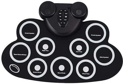 LJCM Ensemble de Batterie Pliante, Tambour électronique Enroulable étanche en Silicone Portable pour Enfants pour Dessus de Table (Tambour Enroulable)