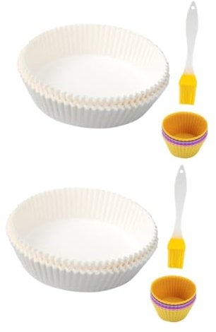 HOMSFOU 2 Sets Air Fryer Paper Air Fryer Liner Air Fryer Baking Liners Flower Cake Pan Paper Cup Turkey Fondant Mold Air Fryer Disposable Paper Liner Dedicated White Edible Mold